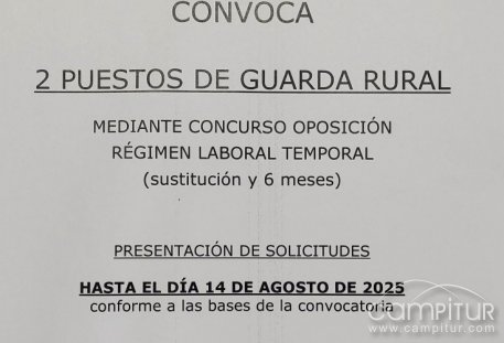El Ayuntamiento de Azuaga convoca dos plazas de Guarda Rural
